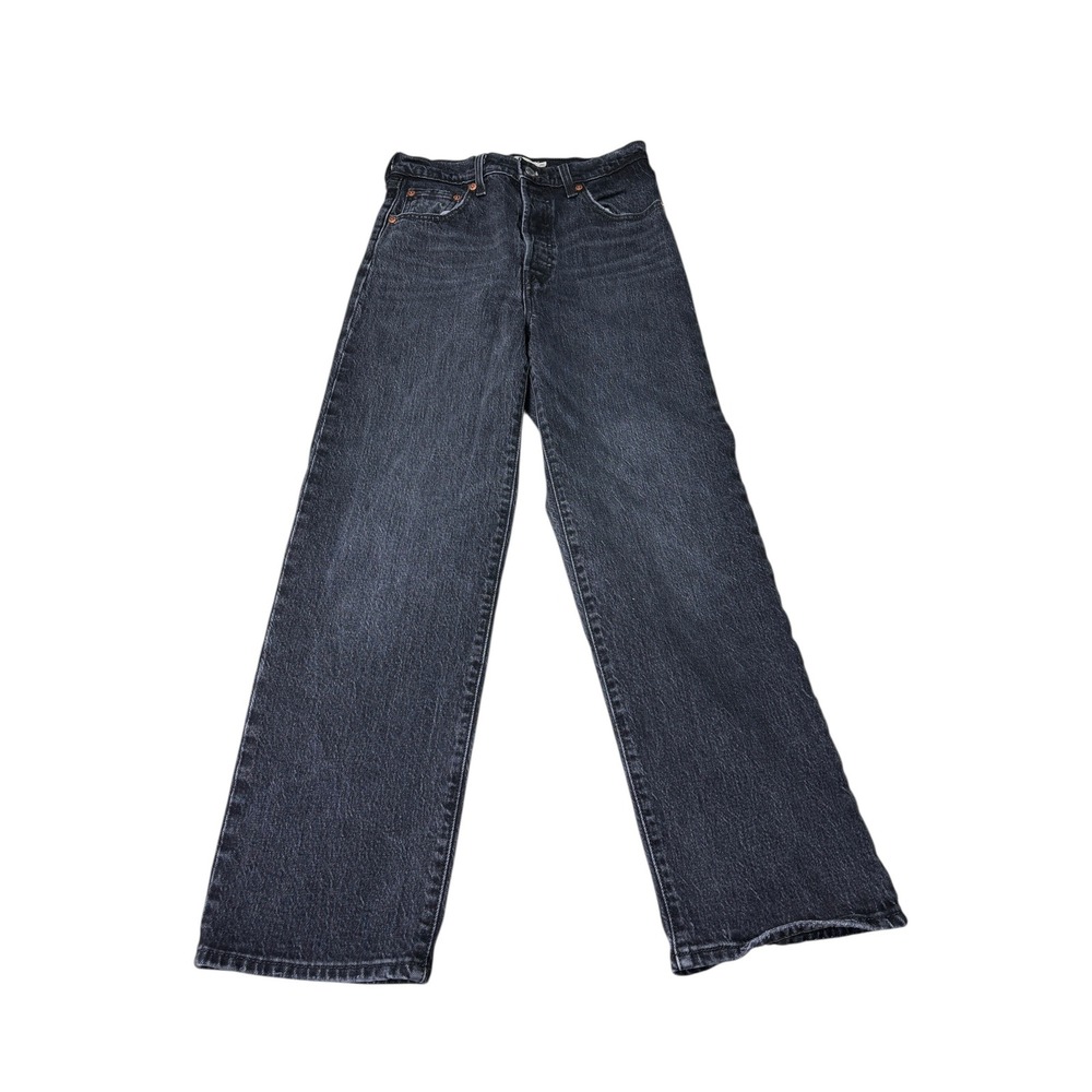 Levi's Ribcage‎ Straight Ankle Jeans Black Wash Size 26X26 Premium Denim
